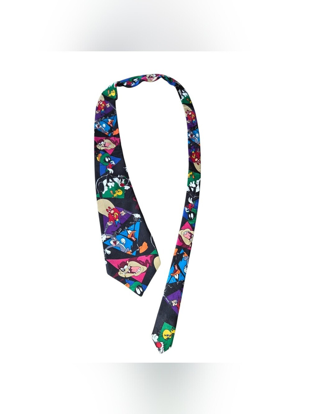 Warner Bros. Looney Tunes Character Black Tie with Multi-Color Panels - Picture 6 of 9